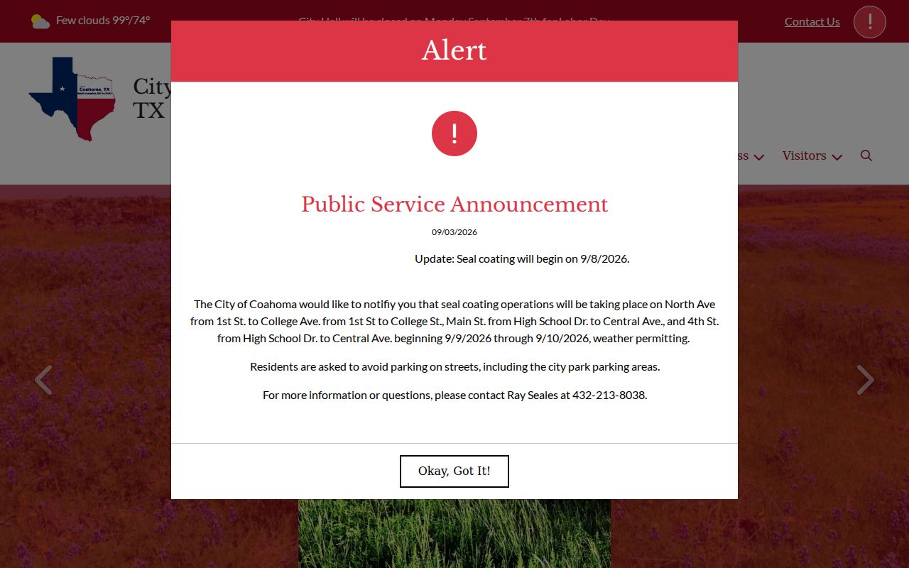 Official City of Coahoma homepage